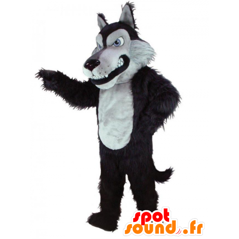 Wolf μασκότ μαύρο και άσπρο, όλα τα τριχωτά - MASFR21621 - Wolf Μασκότ Wolf μασκότ μαύρο και άσπρο, όλα τα τριχωτά - MASFR21621 - Wolf Μασκότ