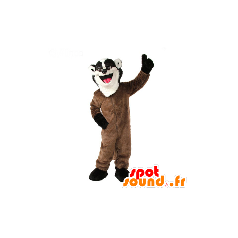 Mascot παλιάνθρωπος, ρακούν ρακούν καφέ, λευκό και μαύρο - MASFR21625 - Μασκότ των νεογνών
