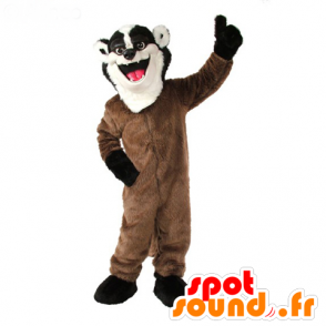 Maskot polecat, vaskebjørn brun, hvid og sort - Spotsound