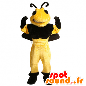 Mascotte d'abeille, de guêpe noire et jaune - MASFR21629 - Mascottes Abeille