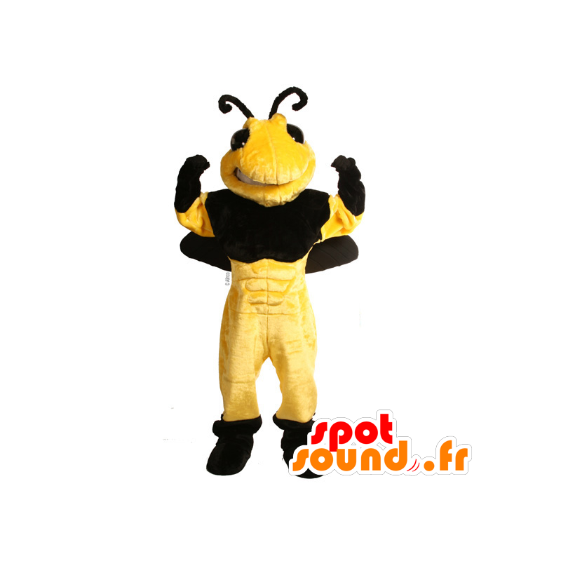 Bee Mascot, black and yellow wasp - MASFR21629 - Mascots bee