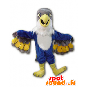 Eagle maskot, grå fugl, blå og hvid - Spotsound maskot kostume