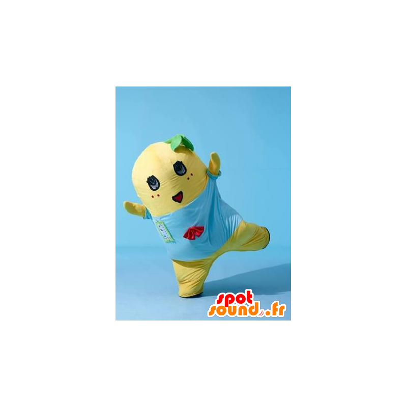 Yellow plush mascot man smiling - MASFR21633 - Mascots unclassified