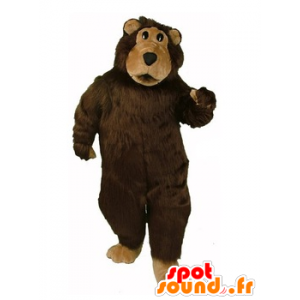 Mascotte d'ours marron et beige, tout poilu - MASFR21645 - Mascotte d'ours