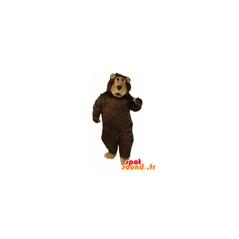 Mascotte d'ours marron et beige, tout poilu - MASFR21645 - Mascotte d'ours