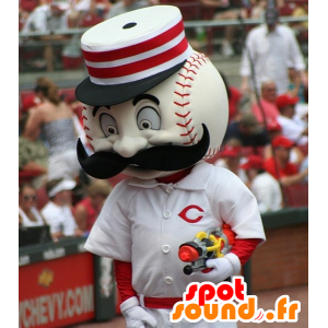 Ball maskot hvit og rød baseball - MASFR21646 - sport maskot