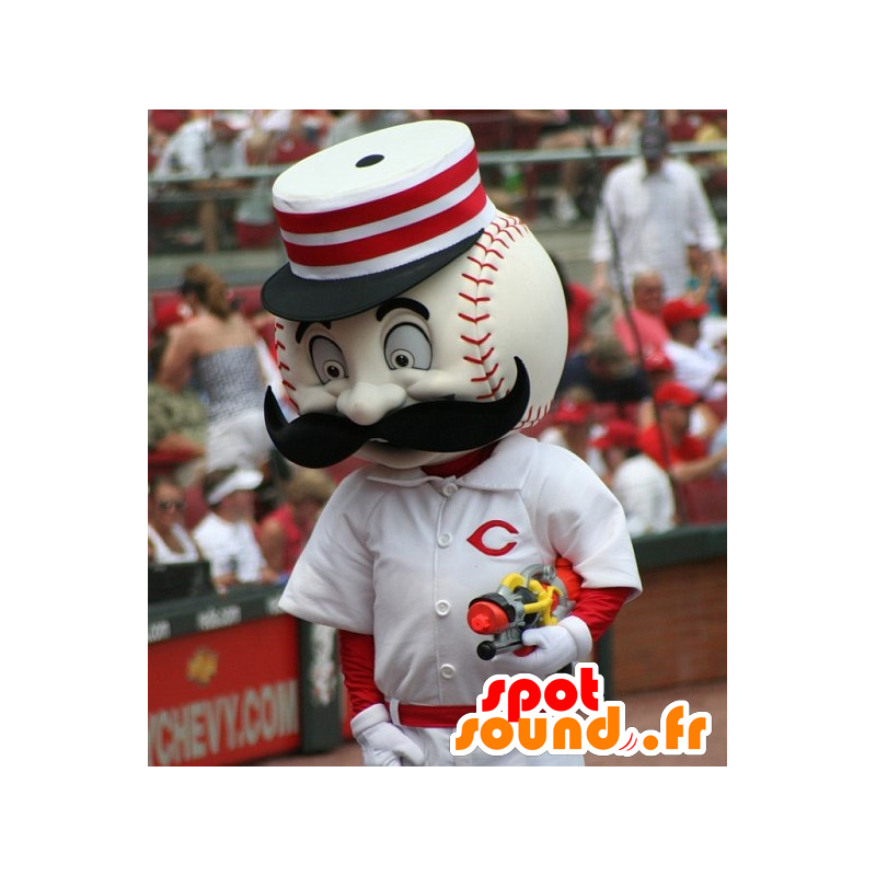 Pallo maskotti valkoinen ja punainen baseball - MASFR21646 - urheilu maskotti Pallo maskotti valkoinen ja punainen baseball - MASFR21646 - urheilu maskotti