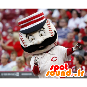 Ball maskot hvit og rød baseball - MASFR21646 - sport maskot