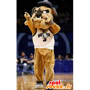 Brown dog mascot bulldog in sportswear - MASFR21650 - Dog mascots