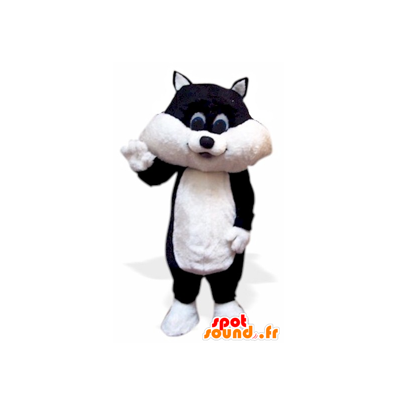 Killing maskot, sort og hvid kat - Spotsound maskot kostume