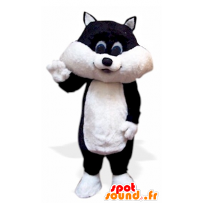 Killing maskot, sort og hvid kat - Spotsound maskot kostume