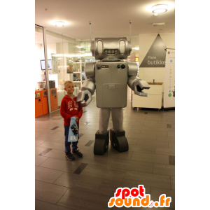 Mascotte de robot gris métallisé, très réaliste - MASFR21655 - Mascottes de Robots