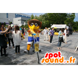 Mascotte large brown bird with a colorful outfit - MASFR21666 - Mascot of birds
