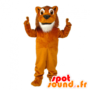 Braune und weiße Tiger-Maskottchen, Riesen - MASFR21670 - Tiger Maskottchen