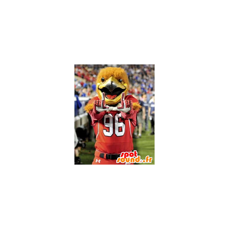 Mascotte orange bird, eagle, dressed in red sports - MASFR21673 - Mascot of birds