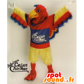 Mascot pássaro vermelho, amarelo e azul, gigante, peludo tudo - MASFR21675 - aves mascote