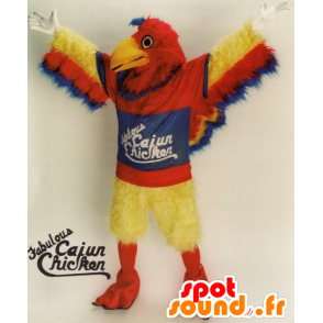 Mascot roten Vogel, gelb und blau, Riese, behaart - MASFR21675 - Maskottchen der Vögel