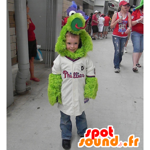 Groene vogel mascotte, schattig en alle harige - MASFR21676 - Mascot vogels