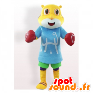 Mascotte de petit tigre jaune avec des gants de boxe - MASFR21679 - Mascottes Tigre