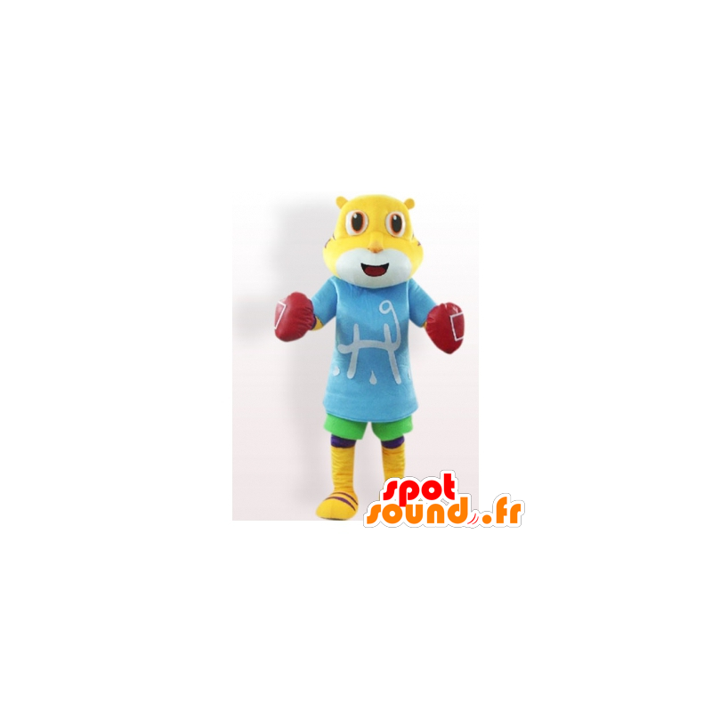 Mascot pequeno tigre amarelo com luvas de boxe - MASFR21679 - Tiger Mascotes