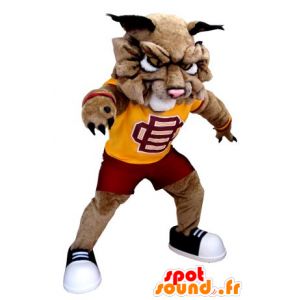 Psí maskot, hnědý lev ve sportovní oblečení - MASFR21680 - lev Maskoti