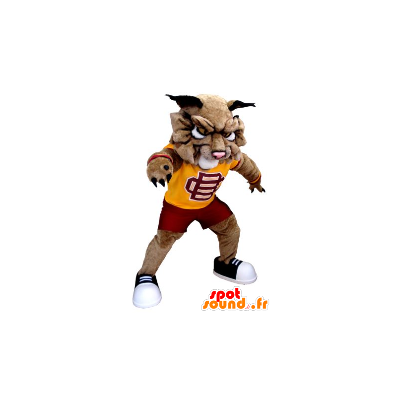 Dog mascot, brown lion in sportswear - MASFR21680 - Lion mascots