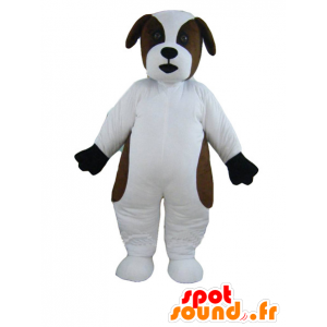 Mascot hvid og brun hund, Saint Bernard - Spotsound maskot