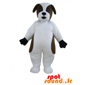Mascot vit och brun hund, Saint Bernard - Spotsound maskot