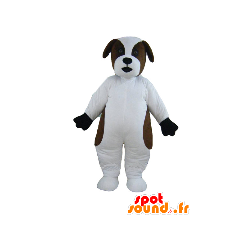 Mascot hvid og brun hund, Saint Bernard - Spotsound maskot