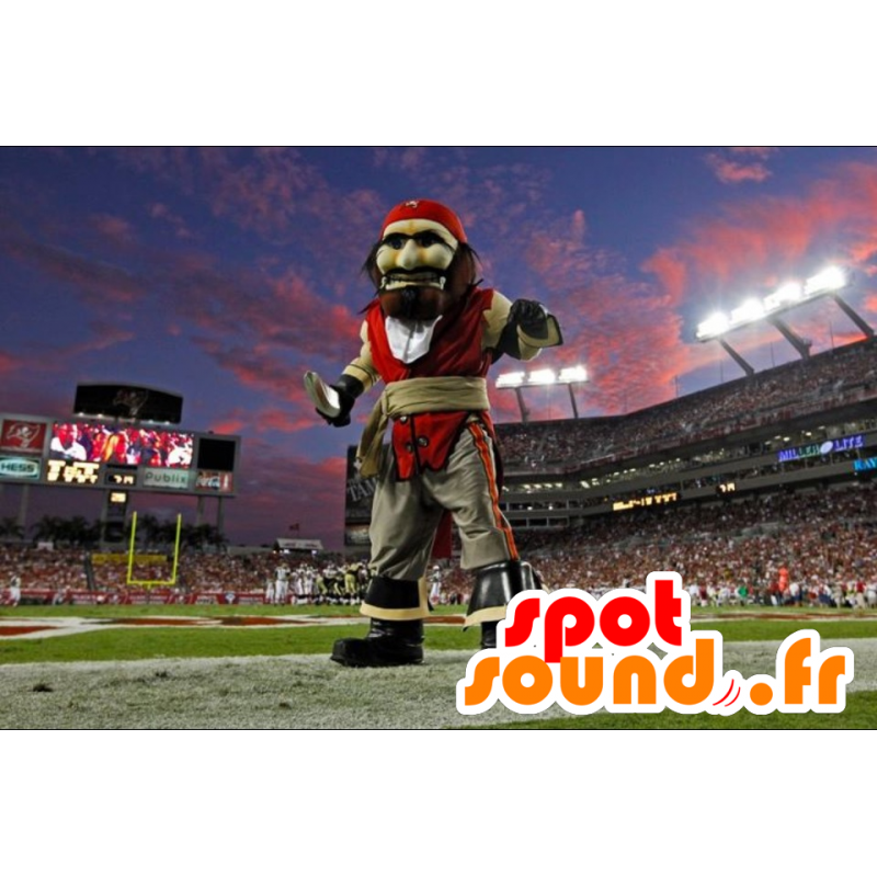 Mascot Piraat in rode kleding en grijs - MASFR21688 - mascottes Pirates