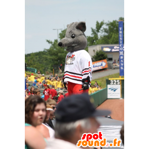 Maskottchen graue Ratte, Maus, in der Sportkleidung - MASFR21691 - Maus-Maskottchen