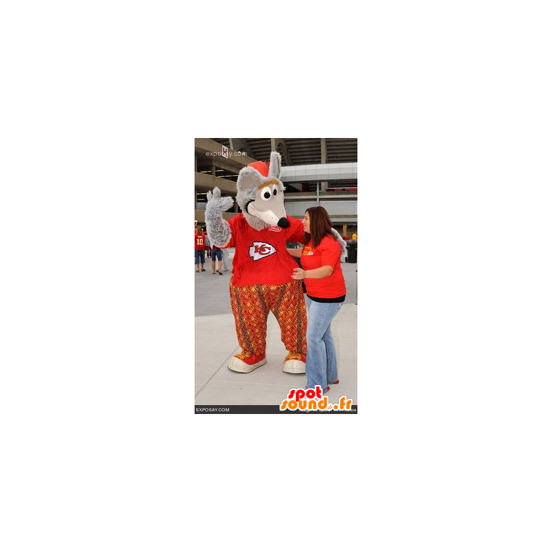 Mascot Gray rotte, mus i rødt antrekk - MASFR21692 - mus Mascot