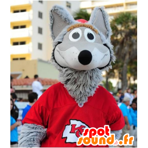 Mascot Γκρι αρουραίο, το ποντίκι στο κόκκινη στολή - MASFR21692 - ποντίκι μασκότ