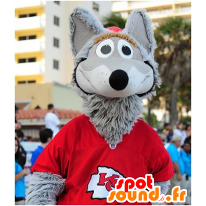 Mascot rata gris, el ratón en el vestido rojo - MASFR21692 - Mascota del ratón