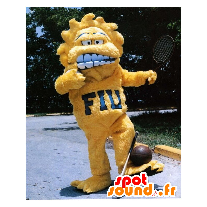 Yellow monster mascot, all hairy sun - MASFR21700 - Monsters mascots