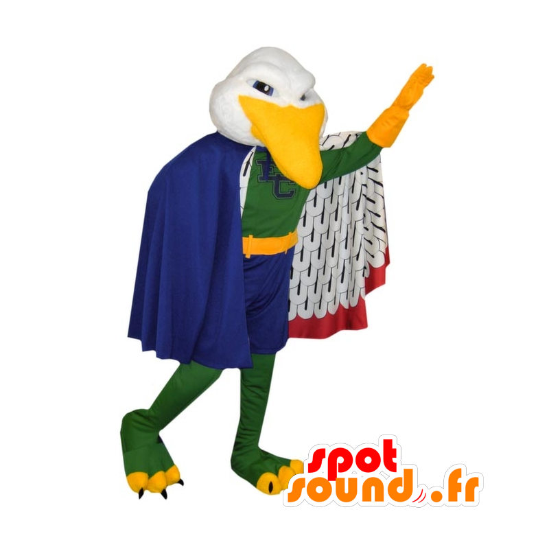 Mascotte de mouette, d'oiseau coloré avec une cape - MASFR21702 - Mascotte d'oiseaux