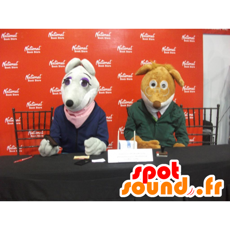 2 Zvířata: šedá myš a hnědý pes - MASFR21706 - myš Maskot 2 Zvířata: šedá myš a hnědý pes - MASFR21706 - myš Maskot
