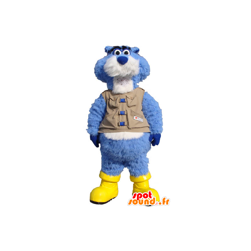 Mascot blauw en wit Bever met een vest en laarzen - MASFR21707 - Beaver Mascot