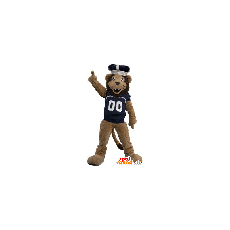 Brown lion mascot with a suit and a crown - MASFR21708 - Lion mascots