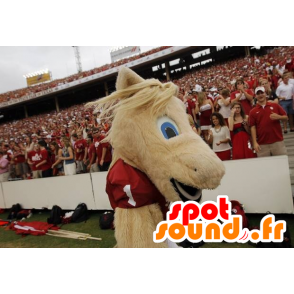 Mascote do cavalo bege no sportswear - MASFR21713 - mascotes cavalo
