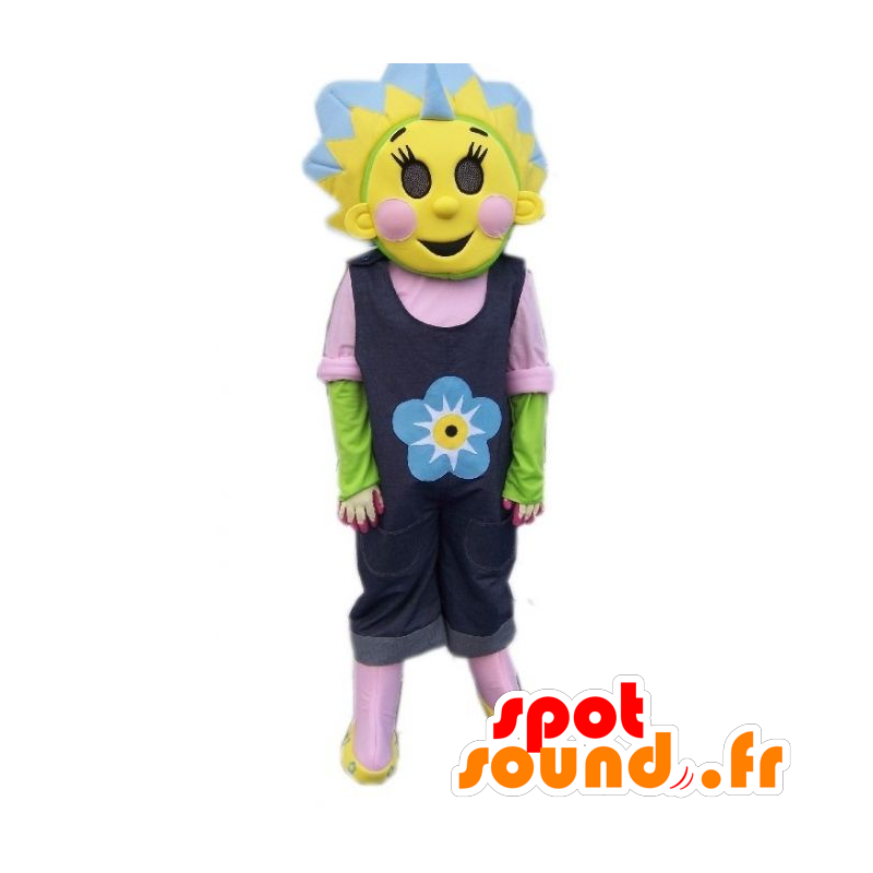 Kleurrijke mascotte en bloemen, zonnebloem mascotte - MASFR21718 - mascottes planten