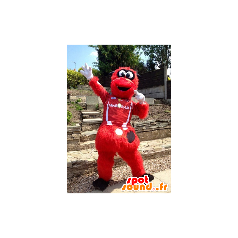 Mascot rood en zwart monster, alle harige - MASFR21719 - mascottes monsters