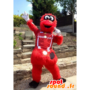 Mascot rood en zwart monster, alle harige - MASFR21719 - mascottes monsters