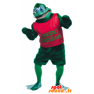 Groene kikker mascotte met blauwe ogen - MASFR21721 - Kikker Mascot