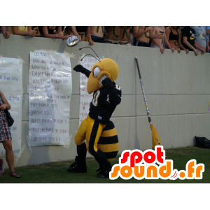 Bee μασκότ, μαύρο και κίτρινο σφήκα - MASFR21728 - Bee μασκότ