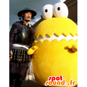 Mascot gigantisk egg, gult og hvitt, med store øyne - MASFR21729 - Maskoter av frukt og grønnsaker