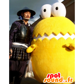 Mascot gigantisk egg, gult og hvitt, med store øyne - MASFR21729 - Maskoter av frukt og grønnsaker