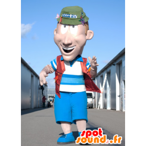 Mascot man, a fisherman, a vacationer - MASFR21735 - Human mascots