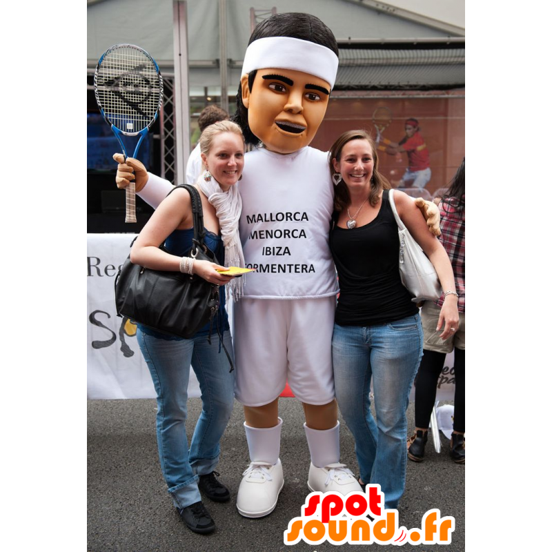 Mascot tennisser, sportiviteit man in witte kleren - MASFR21737 - man Mascottes