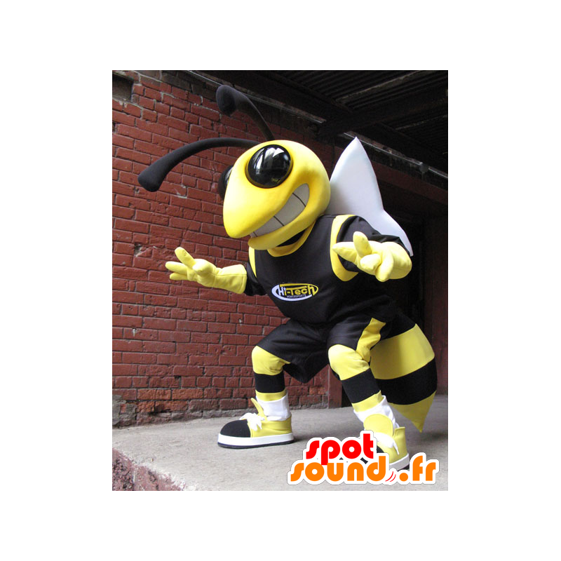 Bee μασκότ, κίτρινο και μαύρο σφήκα - MASFR21742 - Bee μασκότ